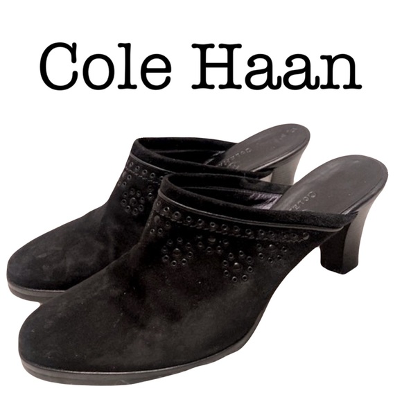 Cole Haan Vintage Black Suede Clogs Size 8 - Picture 1 of 11